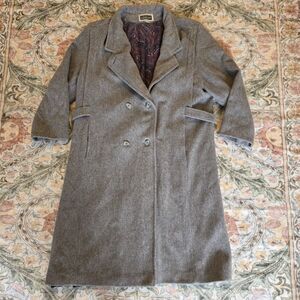 Vintage Abbmoor Wool Coat Double Breasted Collar Gray Womens 20WP